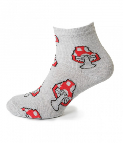 21110 Женские носки с мухоморами серый
