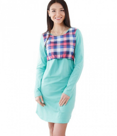 Ночная рубашка для кормления Вол NL 049 мятный/принт