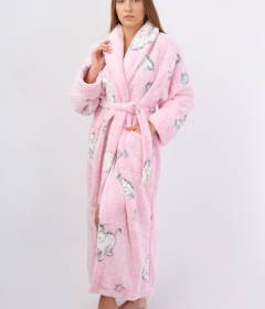 Vienetta Secret VS 031 Домашний теплый халат розовый/принт