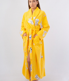 Vienetta Secret VS 031 Домашній теплий халат жовтий/принт