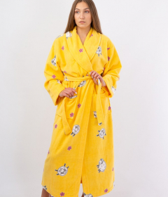 Vienetta Secret VS 031 Домашний теплый халат желтый/принт