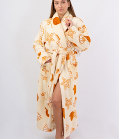 Vienetta Secret VS 031 Домашний теплый халат молочный/принт