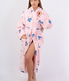 Vienetta Secret VS 031 Домашний теплый халат розовый/принт