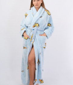 Vienetta Secret VS 031 Домашний теплый халат голубой/принт