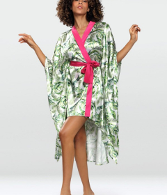 DKaren Flowers DK-PP атласный халат тропический принт зеленый/принт
