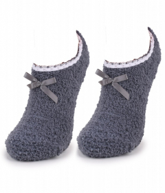 Marilyn COOZY N59 низкие махровые носки с бантиком серый