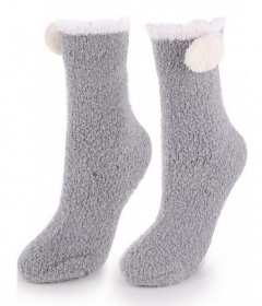 Marilyn COOZY R44 Махровые носки с помпоном сбоку серый