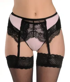 Oro 408 пояс для чулок черный/розовый