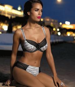 Kinga MUSIC II P 234/2 Трусы женские с кружевом черный/жемчужный/принт