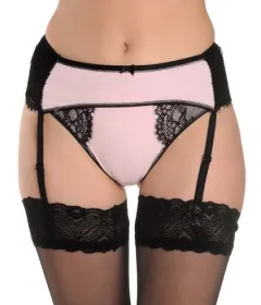 Oro 410 пояс для чулок розовый/черный