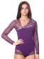ББ 057 Боди с прозрачными рукавами фиолетовый