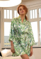 атласный халат тропический принт DKaren Flowers DK-P зеленый