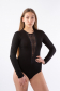 BB 153 Боди с длинным рукавом с кружевной вставкой черный