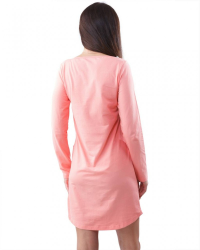 NL 048 Ночная рубашка с длинным рукавом персиковый