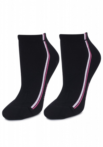 Marilyn FORTE 52 Женские носки с двойной полоской черный/розовый/ярко-розовый