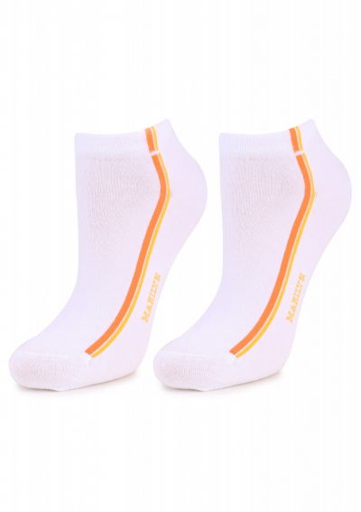 Marilyn FORTE 52 Жіночі шкарпетки з подвійною смужкою білий/помаранчевий/жовтий