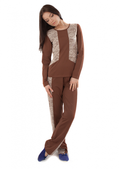 VPL 018 Пижама женская хлопок коричневый