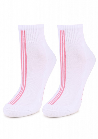 Marilyn FORTE 57 хлопковые носки с махровой стопой белый/розовый