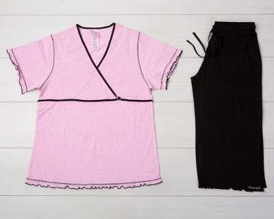 Vienetta Secret VS 04 Женская пижама футболка и бриджи розовый/черный