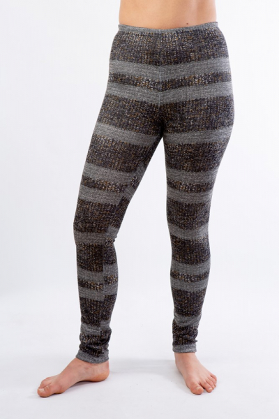 LL 029 Теплые леггинсы серый/полоска