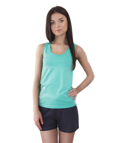 VPL 030 Хлопковая пижама с шортами бирюзовый/темно-синий