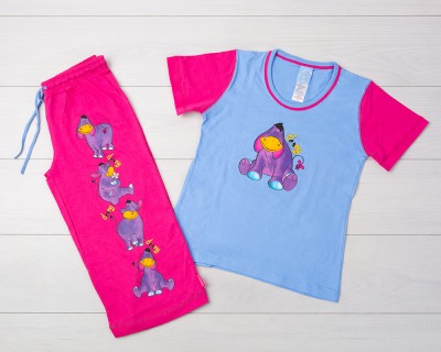 Vienetta Secret VS 03 Пижама футболка и бриджи голубой/малиновый