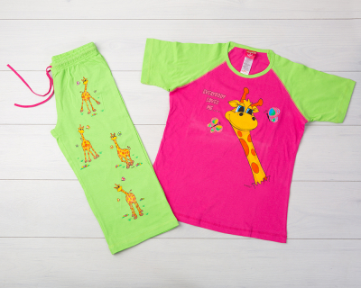 Vienetta Secret VS 03 Пижама футболка и бриджи малиновый/салатовый