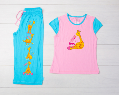 Vienetta Secret VS 03 Пижама футболка и бриджи розовый/голубой