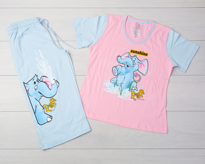 Vienetta Secret VS 03 Пижама футболка и бриджи розовый/голубой