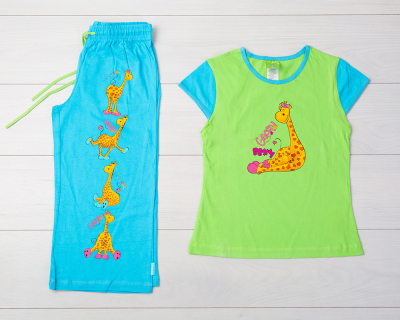 Vienetta Secret VS 03 Пижама футболка и бриджи салатовый/голубой