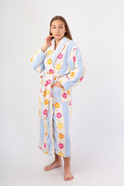 Vienetta Secret Fullese Женский халат молочный/голубой/цветы