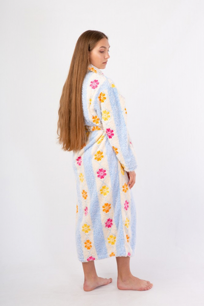 Vienetta Secret Fullese Женский халат молочный/голубой/цветы