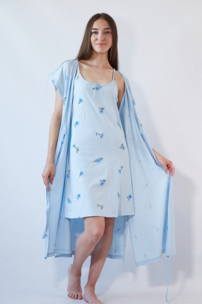 Vienetta Secret VS 045 Комплект халат и сорочка голубой