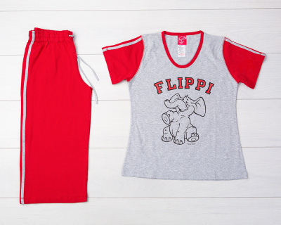 Vienetta Secret VS 01 Пижама футболка и бриджи серый/красный