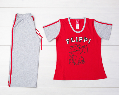 Vienetta Secret VS 01 Пижама футболка и бриджи красный/серый