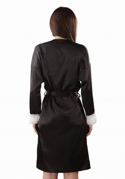 HL 008 Атласный женский халат черный