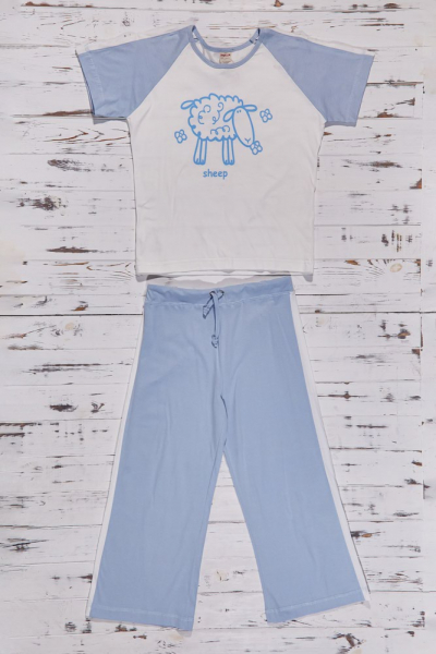 Muzzy M 04 Пижама футболка/капри белый/голубой