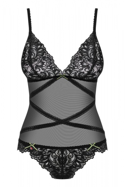 Obsessive Bondea боди с кружевными чашками черный