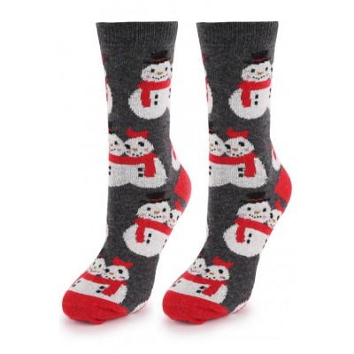 Marilyn ANGORA R29 Теплые ангоровые носки со снеговиками темно-серый