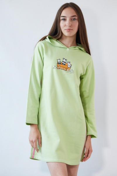 Muzzy M 05 Ночная рубашка с капюшоном салатовый