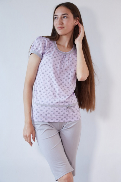 Black Tulip 18 Пижама женская с бриджами сиреневый/серый