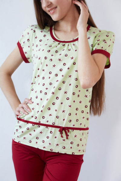 Black Tulip 18 Пижама женская с бриджами салатовый/бордовый