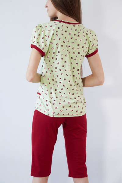 Black Tulip 18 Пижама женская с бриджами салатовый/бордовый