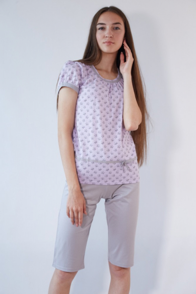 Black Tulip 18 Пижама женская с бриджами сиреневый/серый