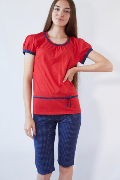 Black Tulip 18 Пижама женская с бриджами красный/синий