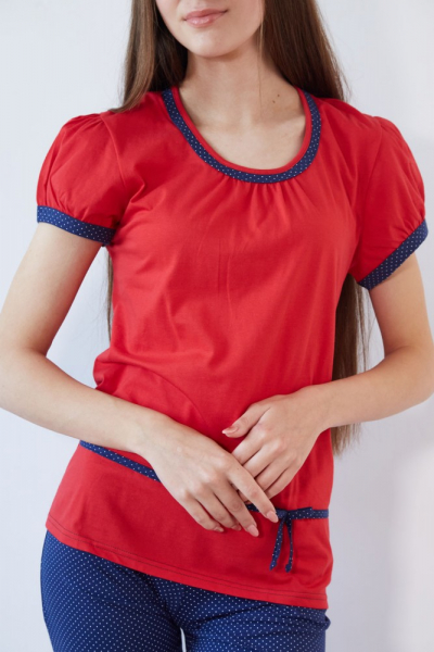 Black Tulip 18 Пижама женская с бриджами красный/синий