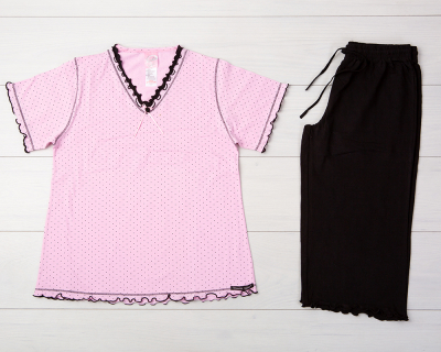 Vienetta Secret VS 06 Хлопковая пижама с бриджами розовый/черный