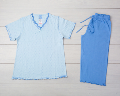 Vienetta Secret VS 06 Хлопковая пижама с бриджами голубой