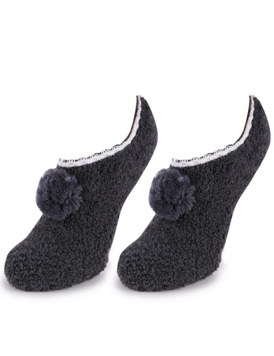 Marilyn COOZY R46 Махровые балетки с помпоном темно-серый