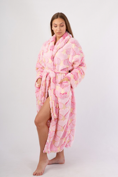 Махровый женский халат Vienetta Secret Geargette Miss HG 020 розовый/желтый/принт